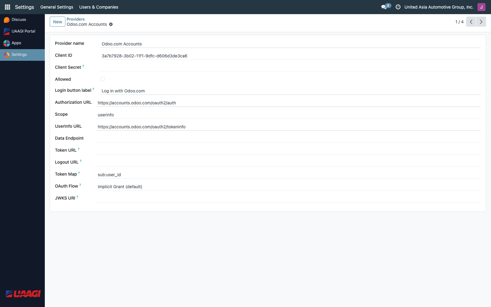 OAuth Provider form — Keycloak extended fields