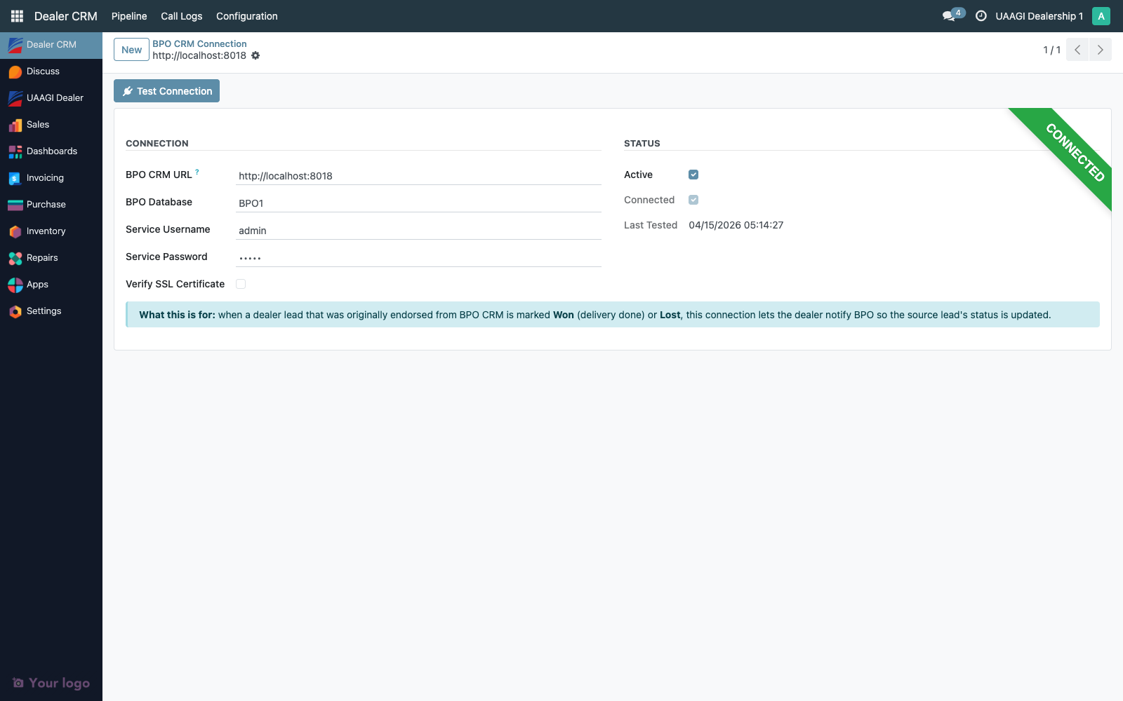 Dealer BPO connection form