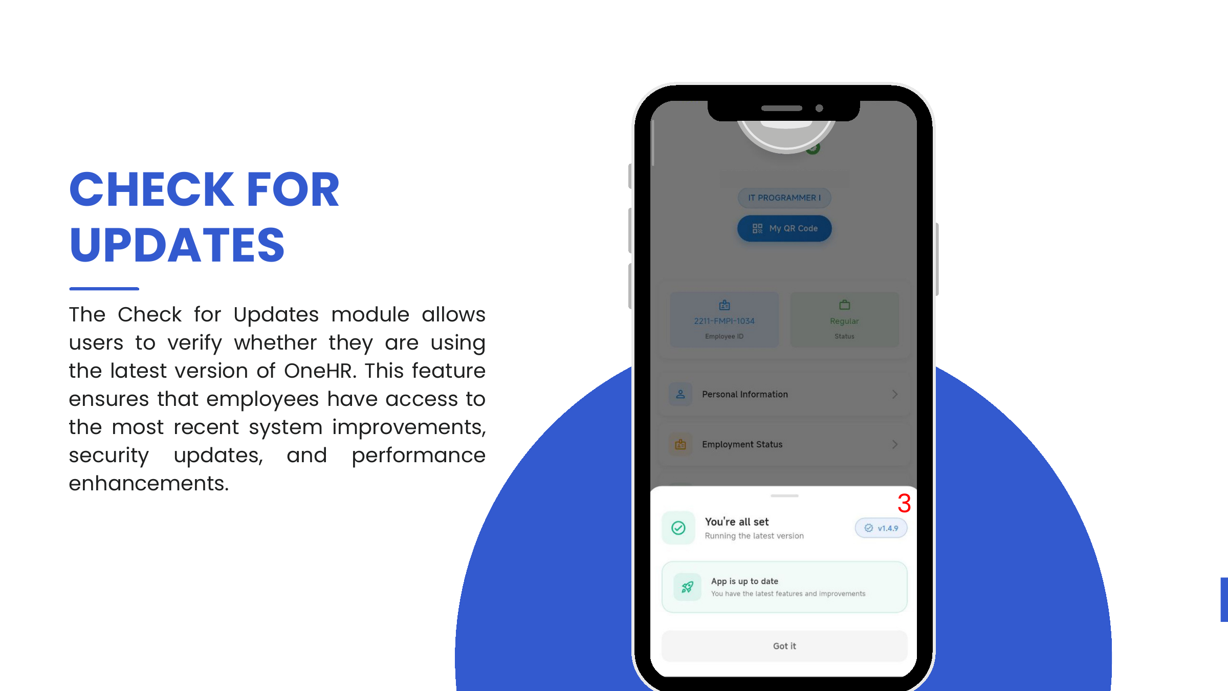 Check for Updates — "You're all set" status with current version